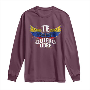 Venezuelan Pride Long Sleeve Shirt Te Quiero Libre Venezuela Flag Wings TS11 Maroon Print Your Wear