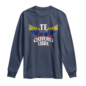 Venezuelan Pride Long Sleeve Shirt Te Quiero Libre Venezuela Flag Wings TS11 Navy Print Your Wear