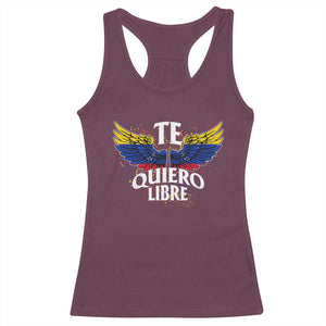 Venezuelan Pride Racerback Tank Top Te Quiero Libre Venezuela Flag Wings TS11 Maroon Print Your Wear