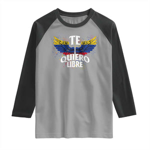 Venezuelan Pride Raglan Shirt Te Quiero Libre Venezuela Flag Wings TS11 Sport Gray Black Print Your Wear