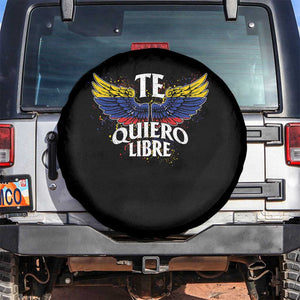 Venezuelan Pride Spare Tire Cover Te Quiero Libre Venezuela Flag Wings TS11 No hole Black Print Your Wear