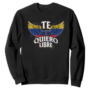 Venezuelan Pride Sweatshirt Te Quiero Libre Venezuela Flag Wings TS11 Black Print Your Wear