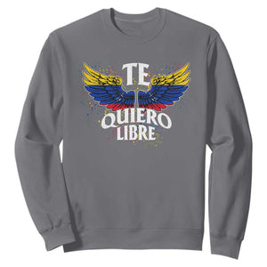 Venezuelan Pride Sweatshirt Te Quiero Libre Venezuela Flag Wings TS11 Charcoal Print Your Wear