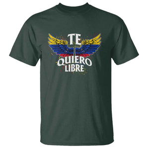 Venezuelan Pride T Shirt Te Quiero Libre Venezuela Flag Wings TS11 Dark Forest Green Print Your Wear