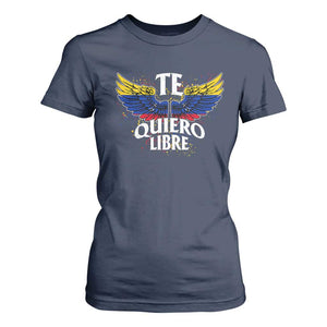 Venezuelan Pride T Shirt For Women Te Quiero Libre Venezuela Flag Wings TS11 Navy Print Your Wear