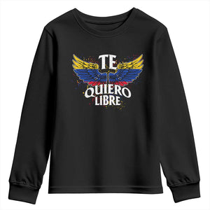Venezuelan Pride Youth Sweatshirt Te Quiero Libre Venezuela Flag Wings TS11 Black Print Your Wear