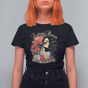 Latina Power T Shirt For Women Hispanic Heritage Month Vintage Women Flowers TS11 Black Print Your Wear