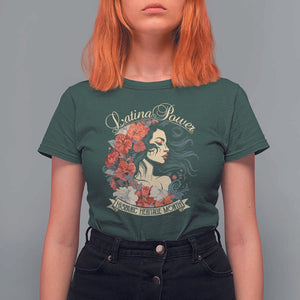 Latina Power T Shirt For Women Hispanic Heritage Month Vintage Women Flowers TS11 Dark Forest Green Print Your Wear