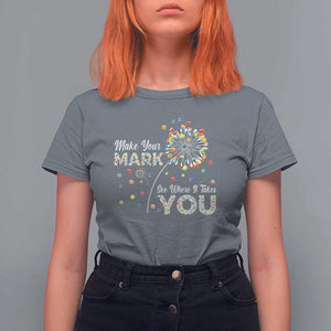 International Dot Day T Shirt For Women Make Your Mark See Where It Takes Dandelion Dot TS11 Charcoal Print Your Wear