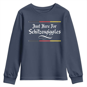 Just Here For Schitzengiggles Funny Oktoberfest Youth Sweatshirt German Beer Festival Humor