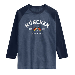 Munich City Bavaria Germany Est 1158 Raglan Shirt Vintage German Flag