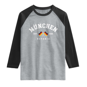 Munich City Bavaria Germany Est 1158 Raglan Shirt Vintage German Flag