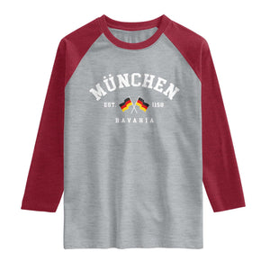 Munich City Bavaria Germany Est 1158 Raglan Shirt Vintage German Flag