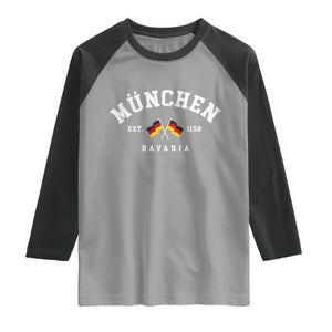 Munich City Bavaria Germany Est 1158 Raglan Shirt Vintage German Flag