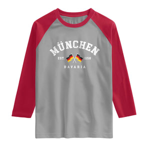 Munich City Bavaria Germany Est 1158 Raglan Shirt Vintage German Flag
