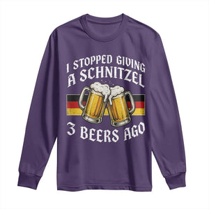 Funny Oktoberfest Beer Drinking Long Sleeve Shirt I Stopped Giving A Schnitzel 3 Beers Ago