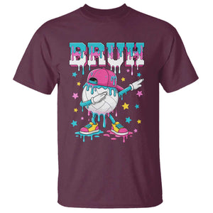 Volleyball Drip Bruh Meme T Shirt Volleyball Baseball Ice Cream Dripping TS11 Maroon Print Your Wear