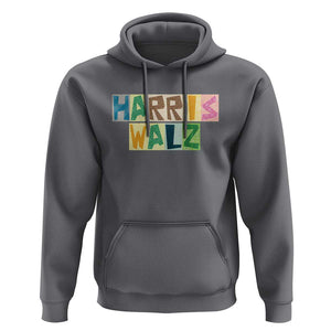 Harris Walz Supporter Hoodie Colorful Quilted Paper Pattern US Presidential Election TS11 Charcoal Print Your Wear