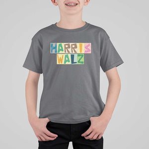Harris Walz Supporter T Shirt For Kid Colorful Quilted Paper Pattern US Presidential Election TS11 Charcoal Print Your Wear