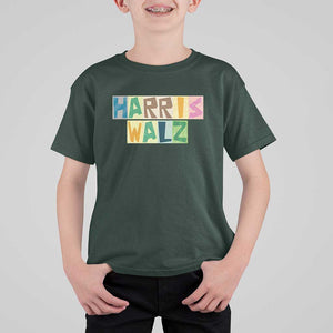 Harris Walz Supporter T Shirt For Kid Colorful Quilted Paper Pattern US Presidential Election TS11 Dark Forest Green Print Your Wear