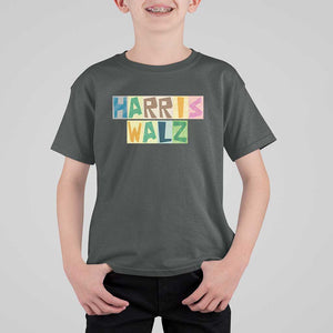 Harris Walz Supporter T Shirt For Kid Colorful Quilted Paper Pattern US Presidential Election TS11 Dark Heather Print Your Wear