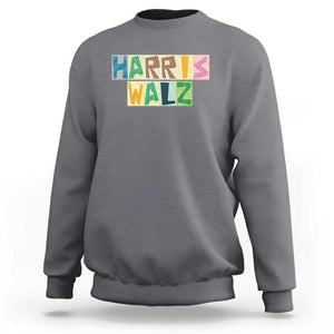 Harris Walz Supporter Sweatshirt Colorful Quilted Paper Pattern US Presidential Election TS11 Charcoal Print Your Wear