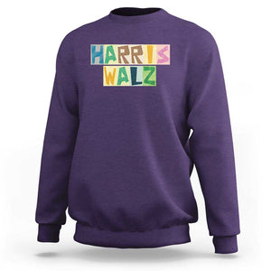 Harris Walz Supporter Sweatshirt Colorful Quilted Paper Pattern US Presidential Election TS11 Purple Print Your Wear