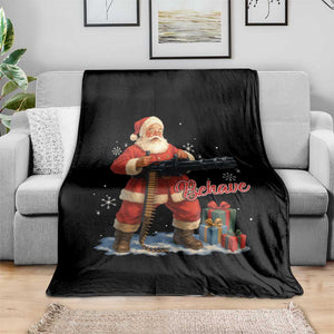 Christmas Santa Machine Gun Throw Blanket Behave Xmas Gun Lover TS11 Print Your Wear