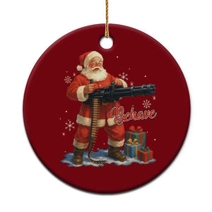 Christmas Santa Machine Gun Ceramic Ornament Behave Xmas Gun Lover TS11 1pc Red Print Your Wear