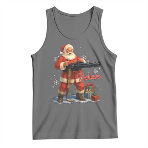 Christmas Santa Machine Gun Tank Top Behave Xmas Gun Lover TS11 Black Heather Print Your Wear