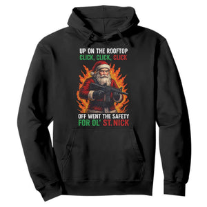 Funny Gun Christmas Hoodie Up On The Rooftop Click Click Off Went The Safety For Ol St Nick TS11 Black Print Your Wear