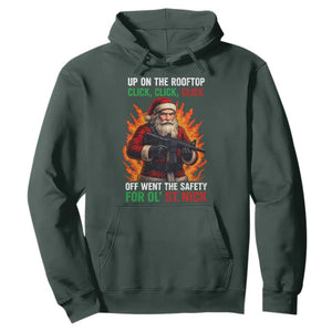 Funny Gun Christmas Hoodie Up On The Rooftop Click Click Off Went The Safety For Ol St Nick TS11 Dark Forest Green Print Your Wear