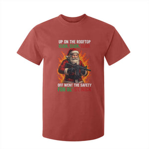 Funny Gun Christmas T Shirt For Kid Up On The Rooftop Click Click Off Went The Safety For Ol St Nick TS11 Red Print Your Wear