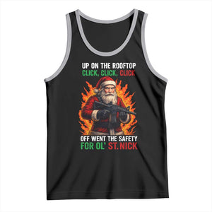 Funny Gun Christmas Tank Top Up On The Rooftop Click Click Off Went The Safety For Ol St Nick TS11 Black Athletic Heather Print Your Wear