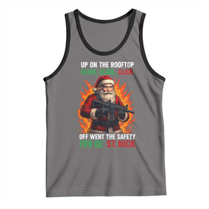 Funny Gun Christmas Tank Top Up On The Rooftop Click Click Off Went The Safety For Ol St Nick TS11 Deep Heather Black Print Your Wear