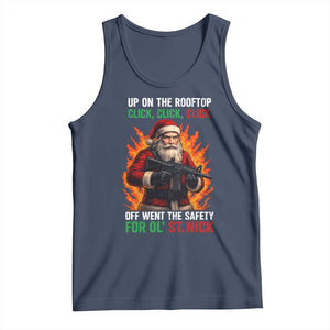 Funny Gun Christmas Tank Top Up On The Rooftop Click Click Off Went The Safety For Ol St Nick TS11 Navy Print Your Wear