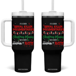 Christmas Criminal Podcast Lover Tumbler With Handle It's Either Serial Killer Documentaries Or Christmas Movie TS11 One Size: 40 oz Black Print Your Wear