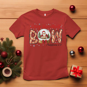 Every Knee Shall Bow T Shirt Santa Christmas Nativity Scene Bible Verse TS11 Red Print Your Wear