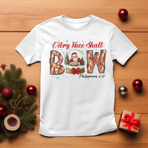 Every Knee Shall Bow T Shirt Santa Christmas Nativity Scene Bible Verse TS11 White Print Your Wear