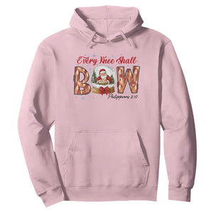 Every Knee Shall Bow Hoodie Santa Christmas Nativity Scene Bible Verse TS11 Light Pink Print Your Wear