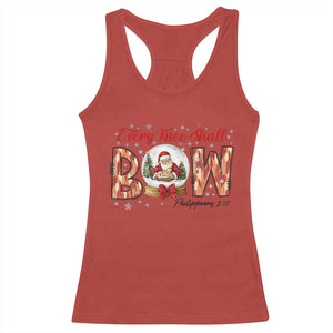 Every Knee Shall Bow Racerback Tank Top Santa Christmas Nativity Scene Bible Verse TS11 Red Print Your Wear