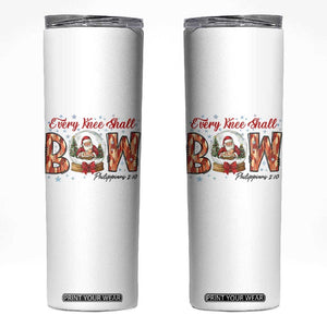 Every Knee Shall Bow Skinny Tumbler Santa Christmas Nativity Scene Bible Verse TS11 White Print Your Wear