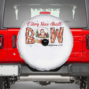 Every Knee Shall Bow Spare Tire Cover Santa Christmas Nativity Scene Bible Verse TS11 White Print Your Wear