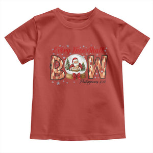 Every Knee Shall Bow Toddler T Shirt Santa Christmas Nativity Scene Bible Verse TS11 Red Print Your Wear