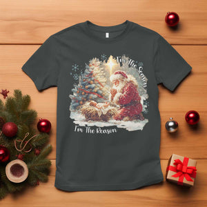 Christian Christmas T Shirt Jesus I Am The Reason Santa I Am The Season TS11 Dark Heather Print Your Wear