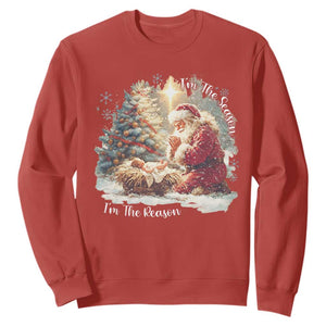Christian Christmas Sweatshirt Jesus I Am The Reason Santa I Am The Season TS11 Red Print Your Wear