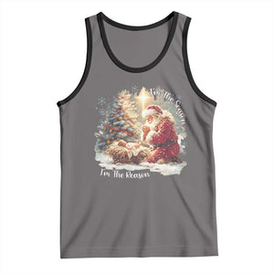 Christian Christmas Tank Top Jesus I Am The Reason Santa I Am The Season TS11 Deep Heather Black Print Your Wear