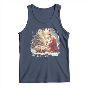 Christian Christmas Tank Top Jesus I Am The Reason Santa I Am The Season TS11 Navy Print Your Wear
