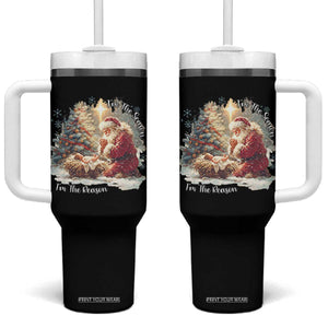 Christian Christmas Tumbler With Handle Jesus I Am The Reason Santa I Am The Season TS11 One Size: 40 oz Black Print Your Wear