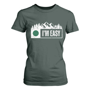 Funny Snowboard Ski T Shirt For Women I'm Easy Mountain Sign Retro Vintage TS11 Dark Forest Green Print Your Wear